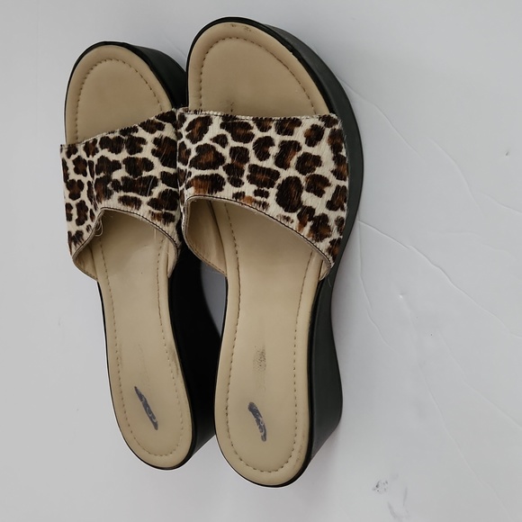 Eddie Bauer Slide Wedge Animal Print Pony Hair shoe Size 9M #1064 - Picture 2 of 12